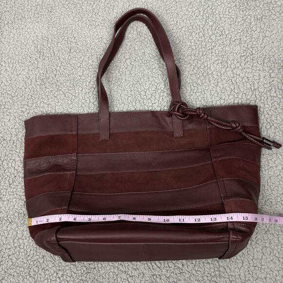 Vince Camuto Delyn Stripe Leather Tote Bag in Bordo Leather Suede Roomy NWT - Picture 9 of 16